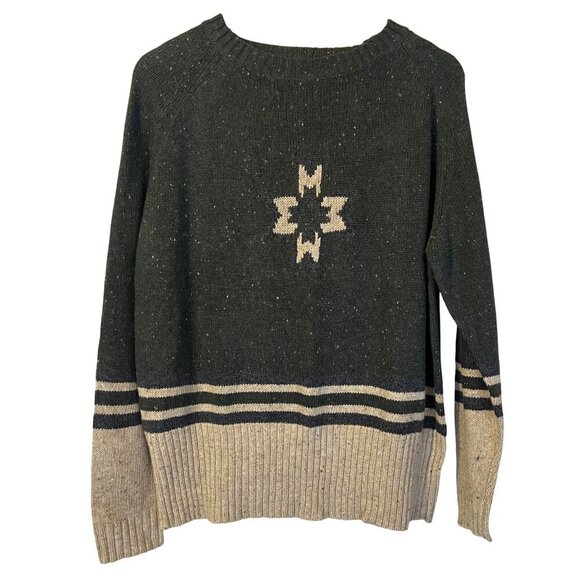 Vintage Y2K Rue 21 Gals Knit Sweater XL Striped Hem Snowflake Grandpa - Picture 1 of 4